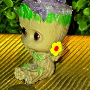 Amethyst Crystal Groot Carving